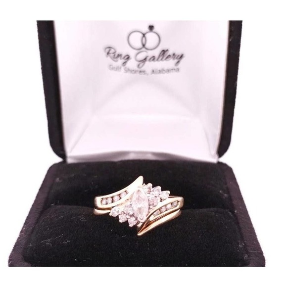 14K Diamond Wedding Ring Set/ Engagement Ring REAL DIAMONDS Size 5.6 - Picture 6 of 12